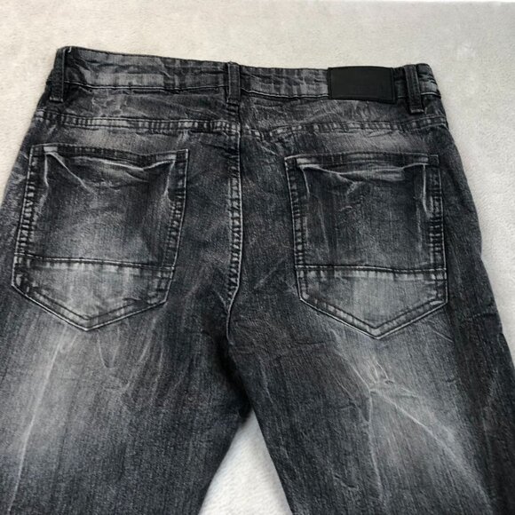 Southpole Mens Jeans Size 32x31 Measured Distressed Straight Biker Black Denim - Picture 11 of 15